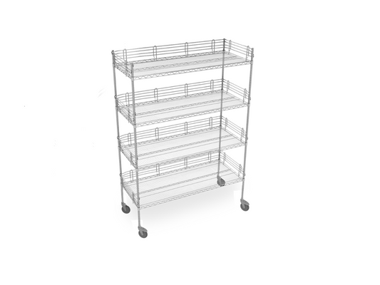 Nimble Mobile Wire Shelving Unit with Ledges